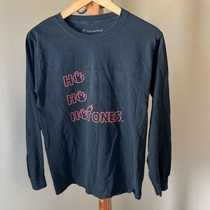 Hot Ones Long Sleeve TShirt Small Black Graphic First We Feast Christmas Holiday